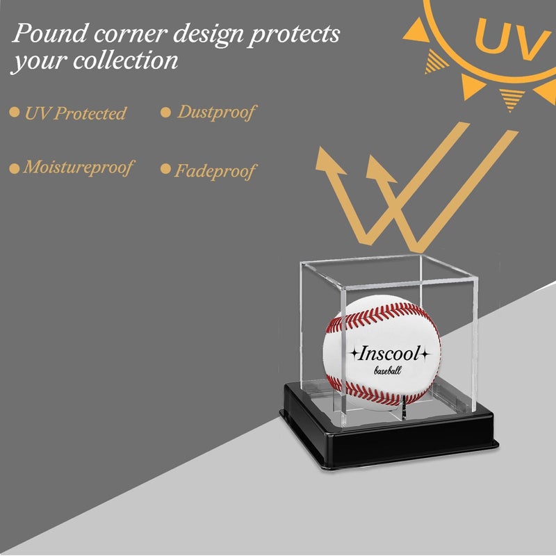 Inscool Acrylic Display Case , UV Protected Baseball Display Case Baseball Holder Acrylic Cube Clear Box Memorabilia Display Cases ,Autograph Display Cases&Storage Baseball Display Case (High Class) - Image 2
